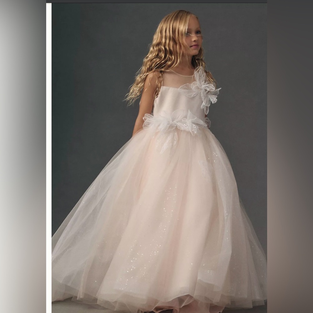 Anthropologie Elegant Blush Flower Girl Formal Dress